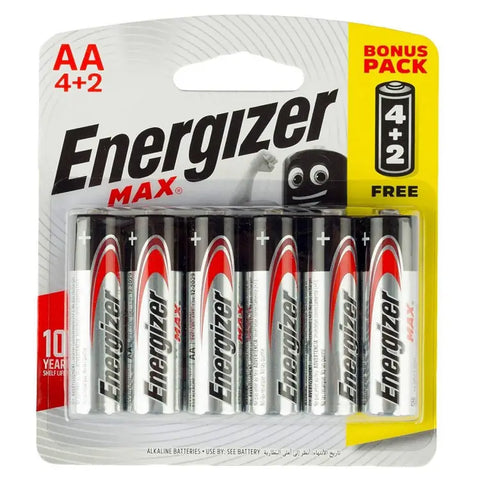 Energizer Max AA Batteries 4+2 Pack