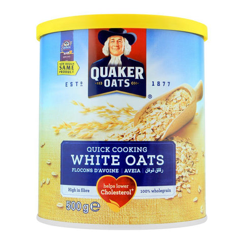 Quaker Quick Cooking White Oat Tin 500g