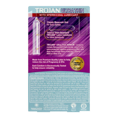 Trojan Condom 12 Pack Ultra Thin Spermicidal