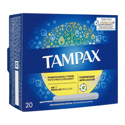 Tampax Cardboard Applicator Regular Tampons, 20-Pack