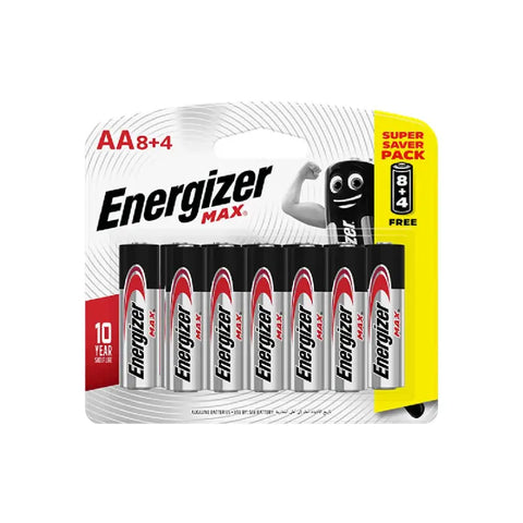 Energizer Max AA Batteries 8+4 Pack