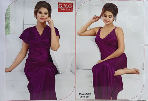 GNG Ladies Designer 2 Piece Nighty (Purple color)