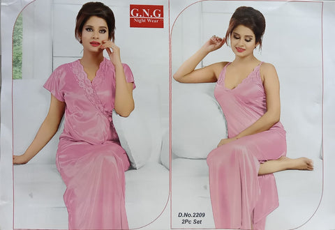 GNG Ladies Designer 2 Piece Nighty (Light pink color)