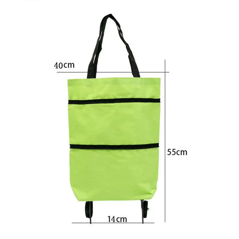 Yirtree Collapsible Trolley Bag Folding Shopping Bag with Wheels Foldable