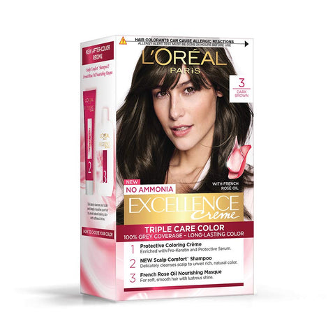 L'Oreal Paris Excellence Creme Hair Color, 3 Dark Brown