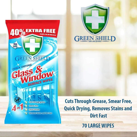 Green Shield Glass & Window Wipes 70S