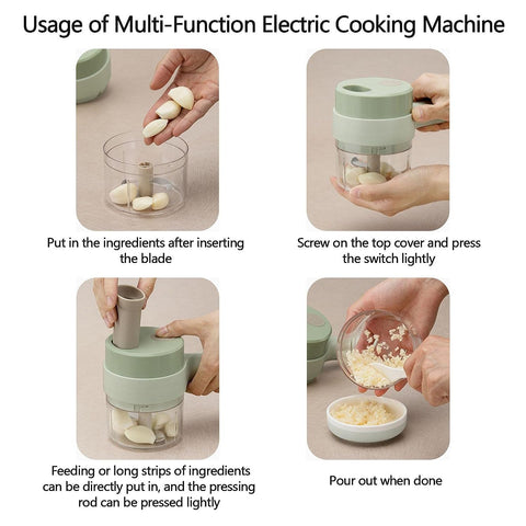 4 in 1 Handheld Electric Vegetable Cutter Set, Electric Chopper