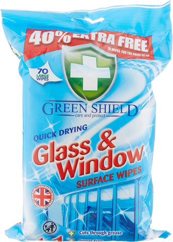 Green Shield Glass & Window Wipes 70S