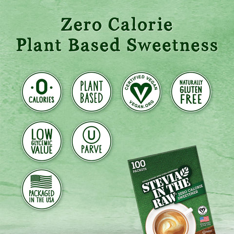 Stevia In The Raw Zero Calorie Sweetener 100 Packets 100g