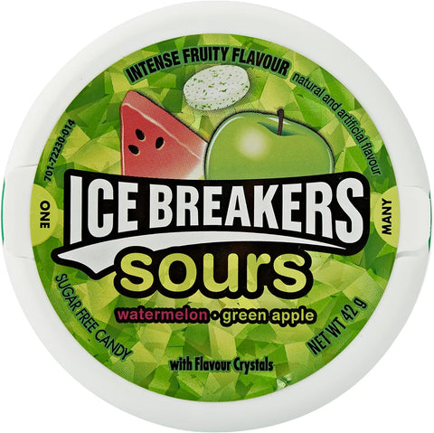 Ice Breakers Sour  Mints, Watermelon and Green Apple 42g