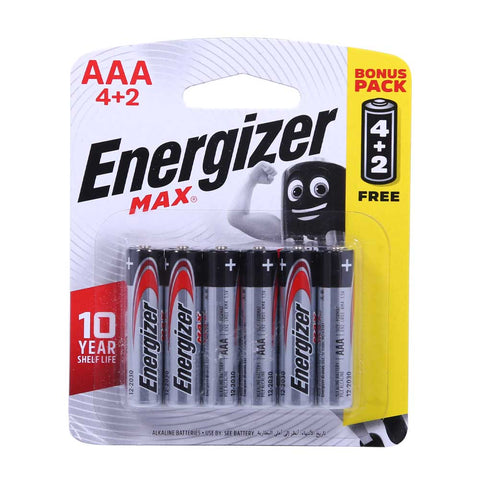 Energizer Max AAA Batteries 4+2 Pack