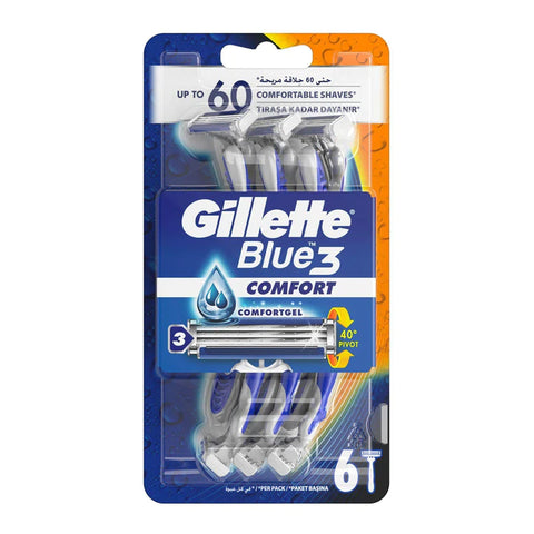 GILLETTE Blue3 Comfort Use Horse Shaving Razor 6 Pcs