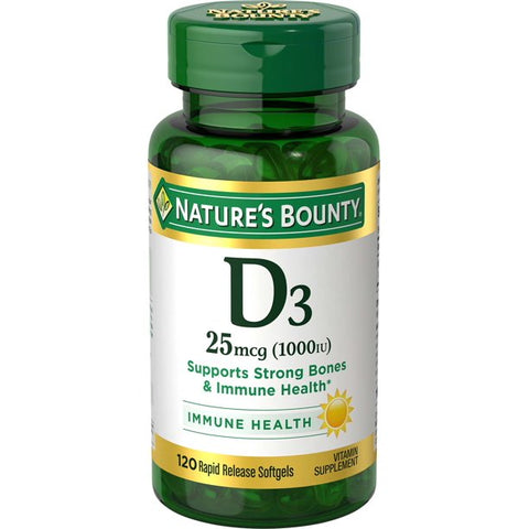 Natures Bounty D3 25 Mcg 1000 Iu Softgel Capsules