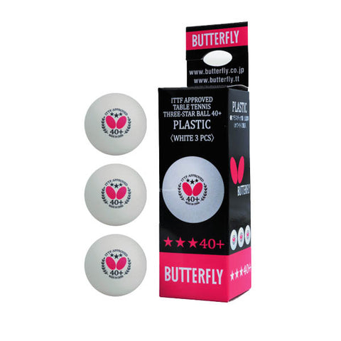 Table Tennis Ball Butterfly 40+ 3 Star Ball - White