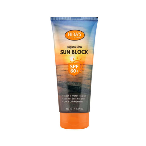 Hiba's Collection Bright & Glow Sun Block SPF 60+ Safe For Sensitive Skin 150ml