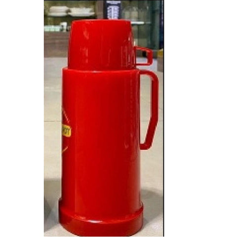 1 Litre Plastic Vacuum Flask Best Quality Hot Cold Insulated Glass Liner Plastic - Red