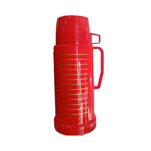 1 Litre Plastic Vacuum Flask Best Quality Hot Cold Insulated Glass Liner Plastic - Red