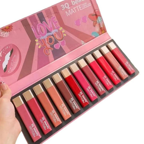 3Q Beauty Matte Lip Gloss Multi Unique Colors Pack of 12