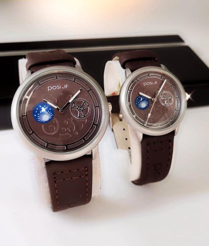 Fashionable Couple Watches Dark Brown