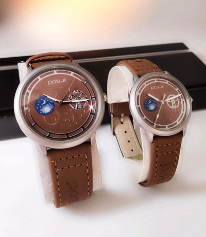 Fashionable Couple Watches Light Brown