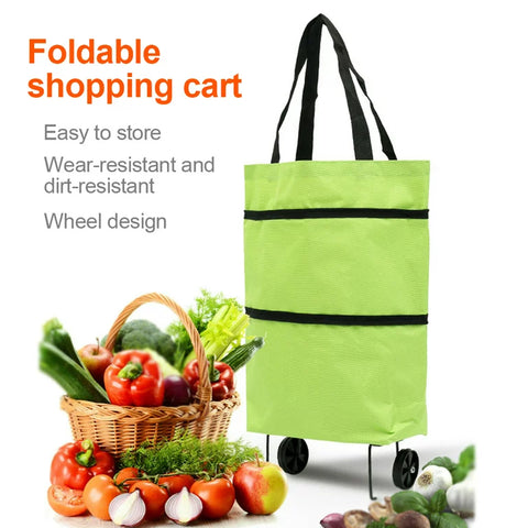 Yirtree Collapsible Trolley Bag Folding Shopping Bag with Wheels Foldable