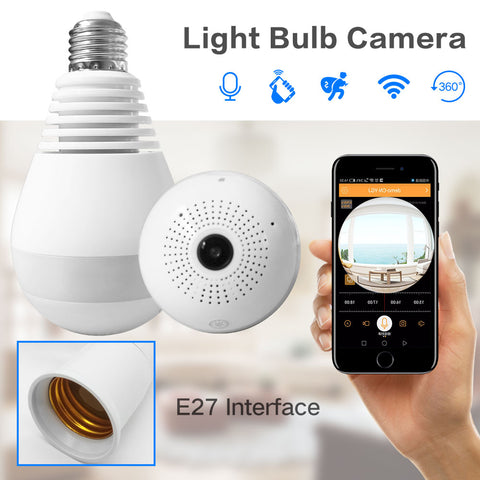 IP Wireless Panoramic Wifi LED Bulb Camera 1080P HD 2 MP