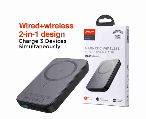 Joyroom Magnetic Wired  Wireless 2 In 1 Design Black Power Bank