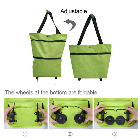 Yirtree Collapsible Trolley Bag Folding Shopping Bag with Wheels Foldable