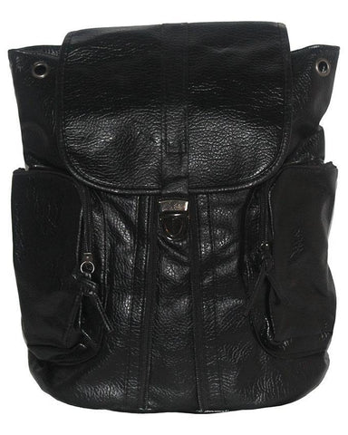 Ladies Synthetic Leather Women Backpack Girls School Bag Black