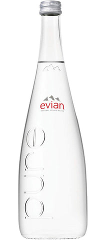 Evian Natural Mineral Water Glass Bottle 750ml