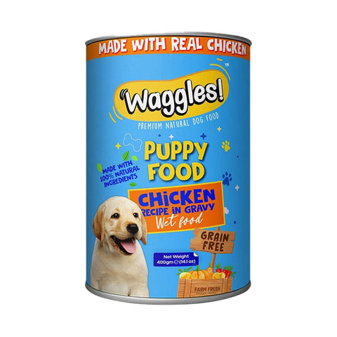 Waggles Puppy Dog Food Chicken 400g