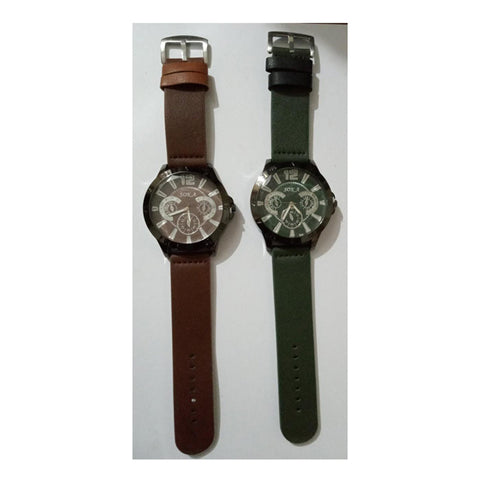 Boys Stylish Watch With High Quality Green/Brown Straps Wrist Watch For Boys High Quality Watch Pack Of 2