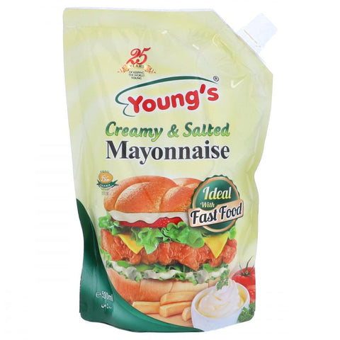 Youngs Creamy & Salted Mayonnaise Pouch 500ml