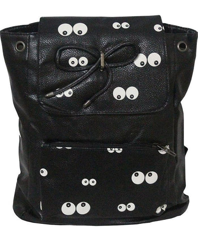 Ladies Synthetic Leather Women Backpack Girls School Bag Black