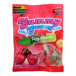 Yummy Gummy Jelly Fizzy Cherries Bag 150 Gm