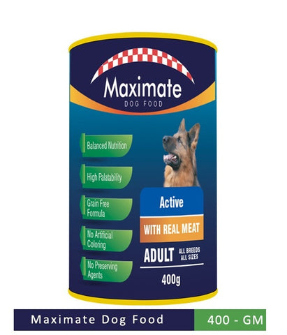 MAXIMATE DOG FOOD ACTIVE CAN 400GM