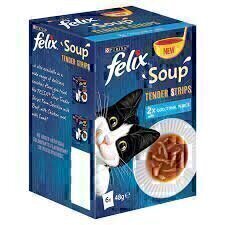 Felix Soup Tender Strips With Cod, Tuna And Plaice Wet Cat Food Pack Of 6