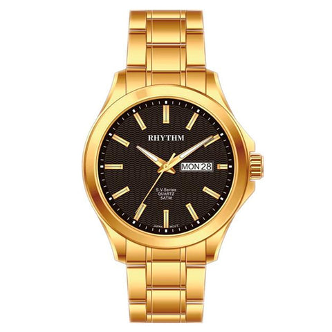 Rhythm Mens Golden Luxury Analouge Gift Watch