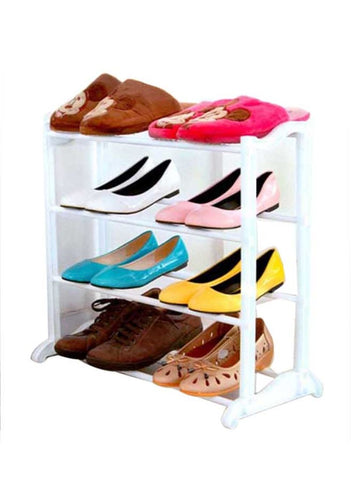 4 Tier Shoe Rack White 50centimeter