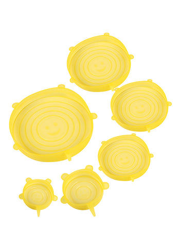 6-Piece Stretchable Silicone Lids Yellow 155g