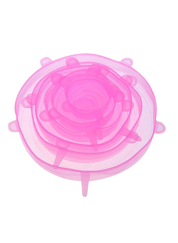 6-Piece Silicone Stretch Lid Cover Set Pink 8.2inch