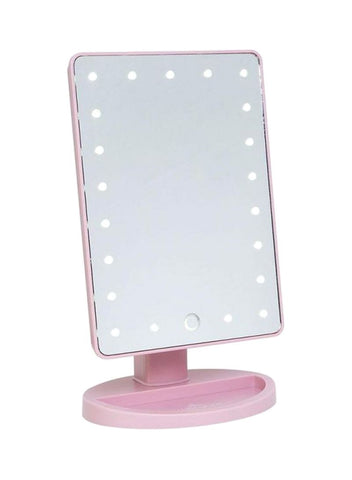 Makeup Mirror With LED Lights Pink/Silver