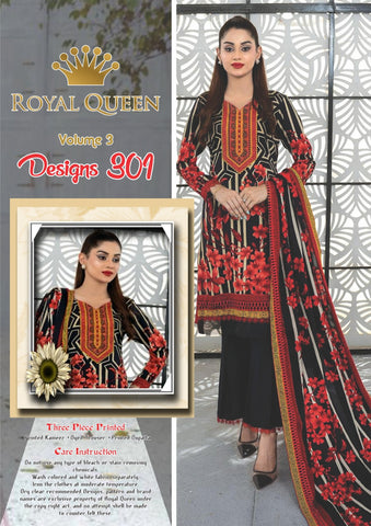 Royal Queen Women Unstitched 3 Piece Printed Suit