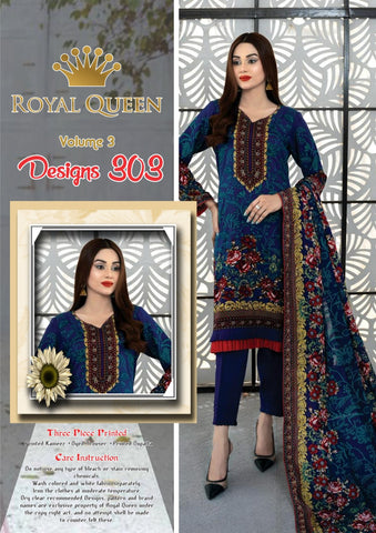 Pack Of 6 Royal Queen Women Unstitched 3 Piece Printed Suit