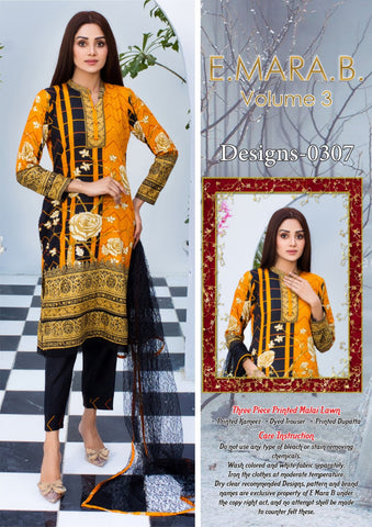 Women Unstitched Malai Lawn 3 Piece Suit