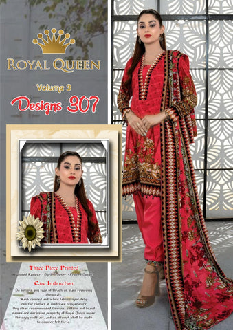 Pack Of 6 Royal Queen Women Unstitched 3 Piece Printed Suit