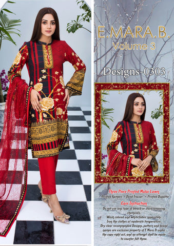 Women Unstitched Malai Lawn 3 Piece Suit