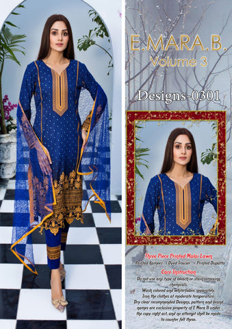 Women Unstitched Malai Lawn 3 Piece Suit