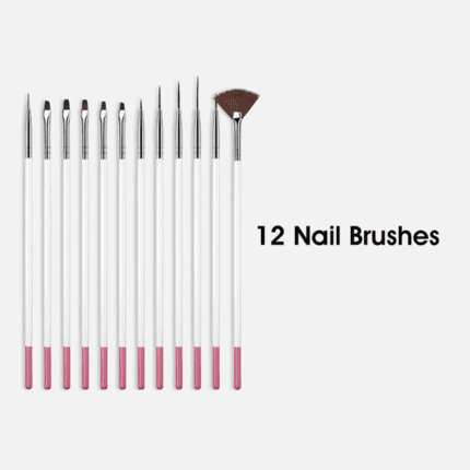 Nail Art Acrylic Brush Set 12pcs