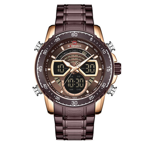 NaviForce NF9189 Brown Chain Men’s Analog Digital Wrist Watch